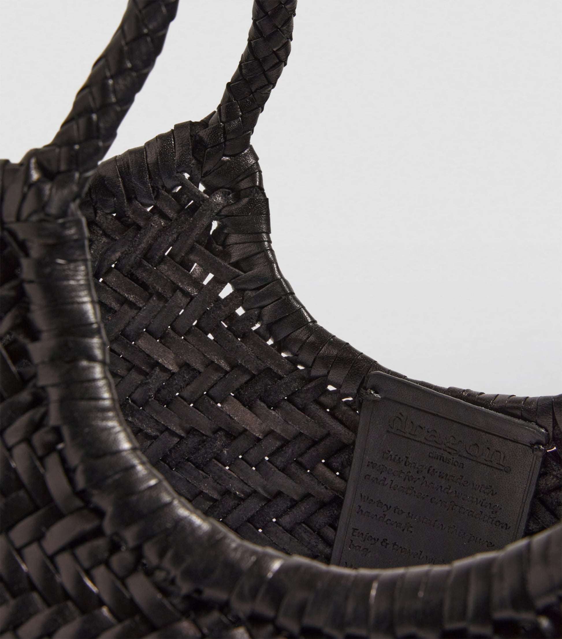 Black Large Leather Woven Nantucket Tote Bag