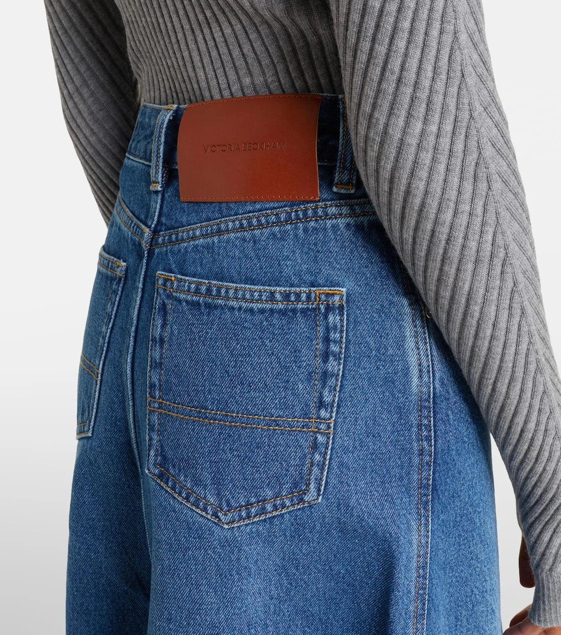 Victoria Beckham - Asymmetric denim midi skirt
