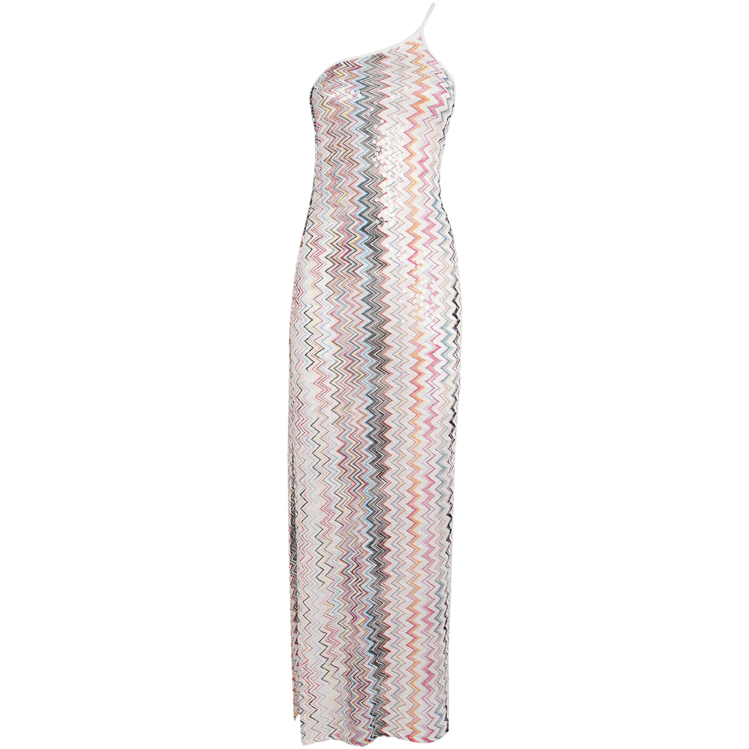 Missoni Multi Zigzag One-Shoulder Maxi Dress