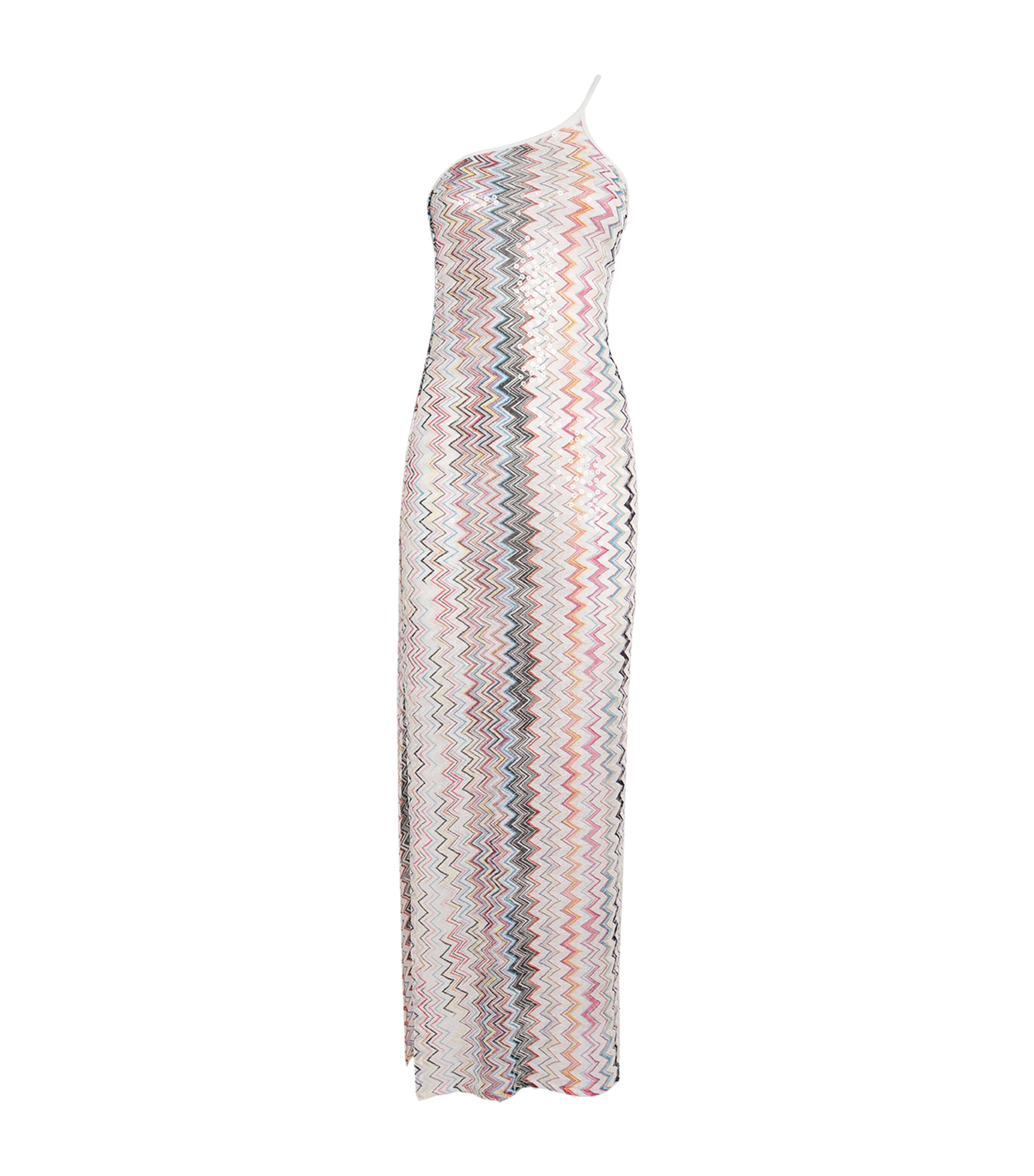 Missoni Multi Zigzag One-Shoulder Maxi Dress