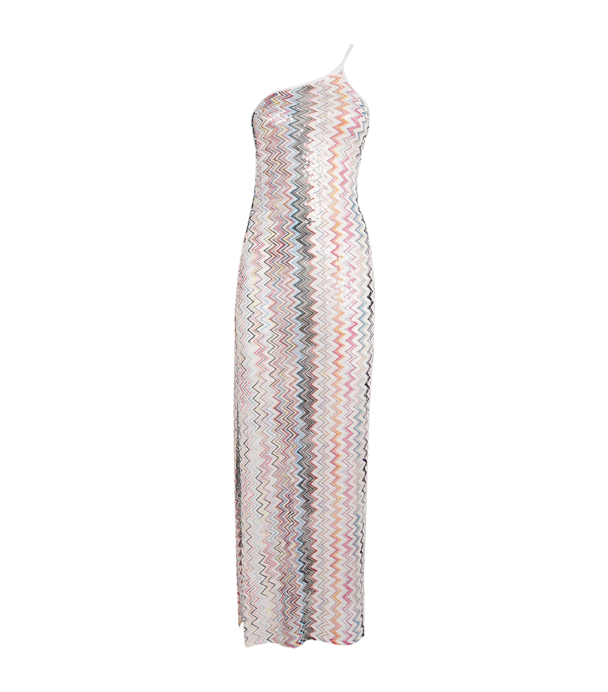 Missoni Multi Zigzag One-Shoulder Maxi Dress