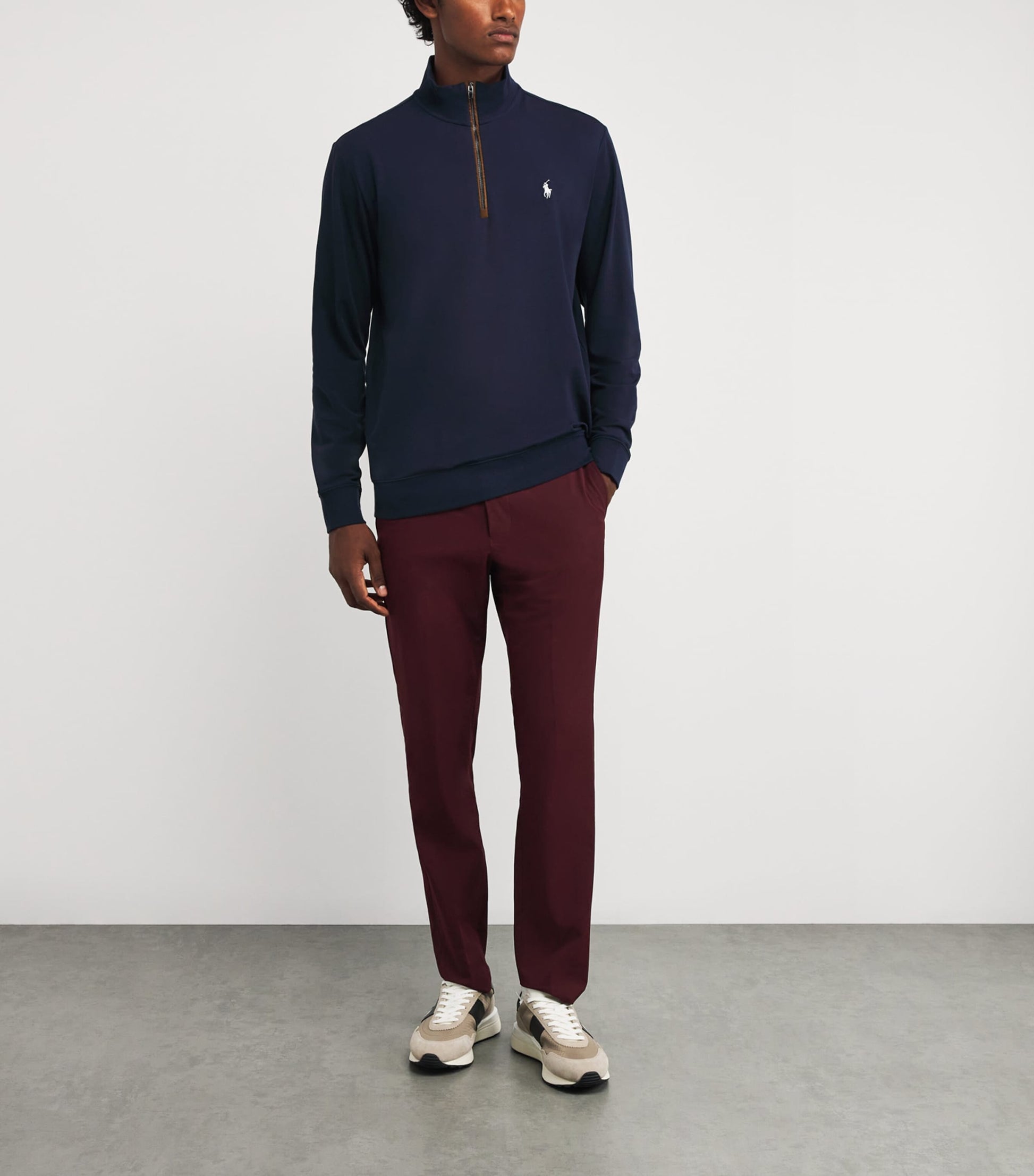 Cotton-Blend Polo Pony Quarter-Zip Sweater