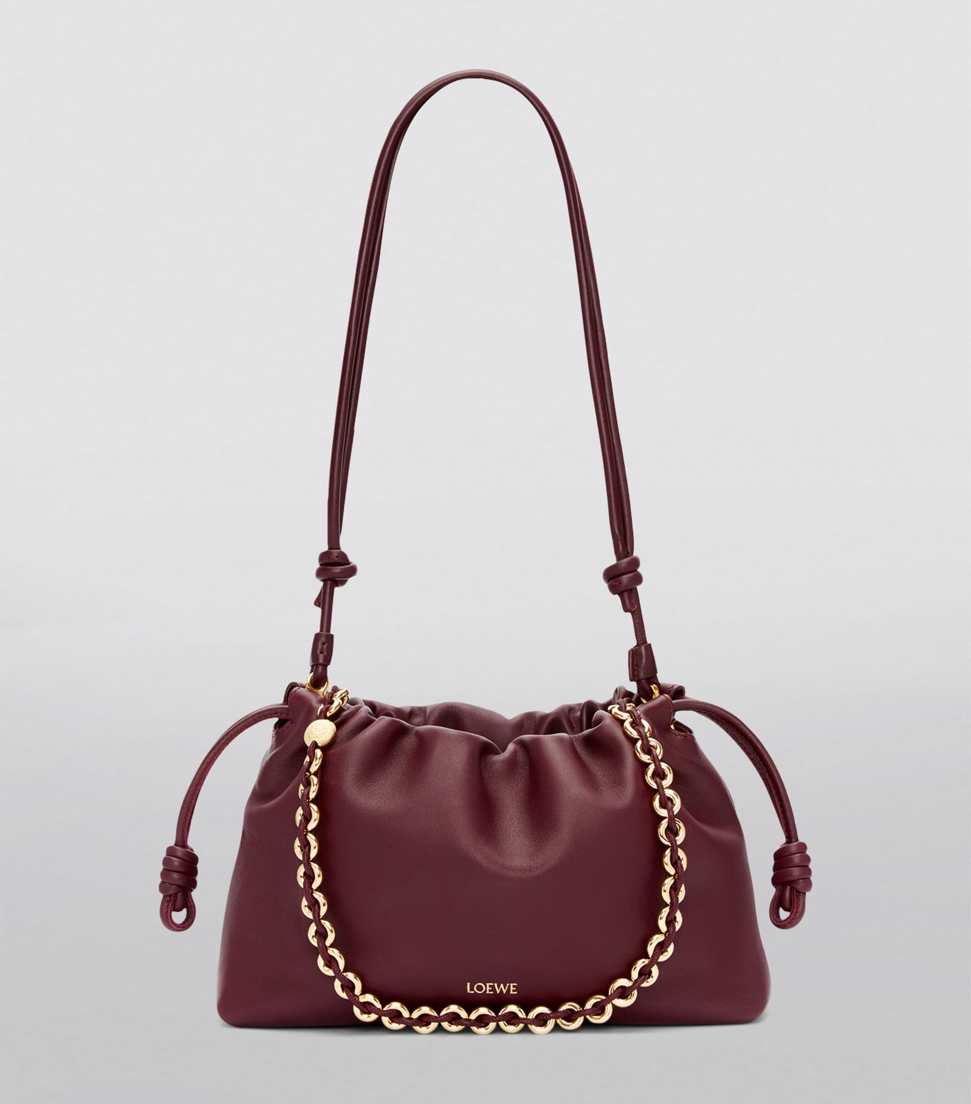 LOEWE Burgundy Leather Flamenco Purse