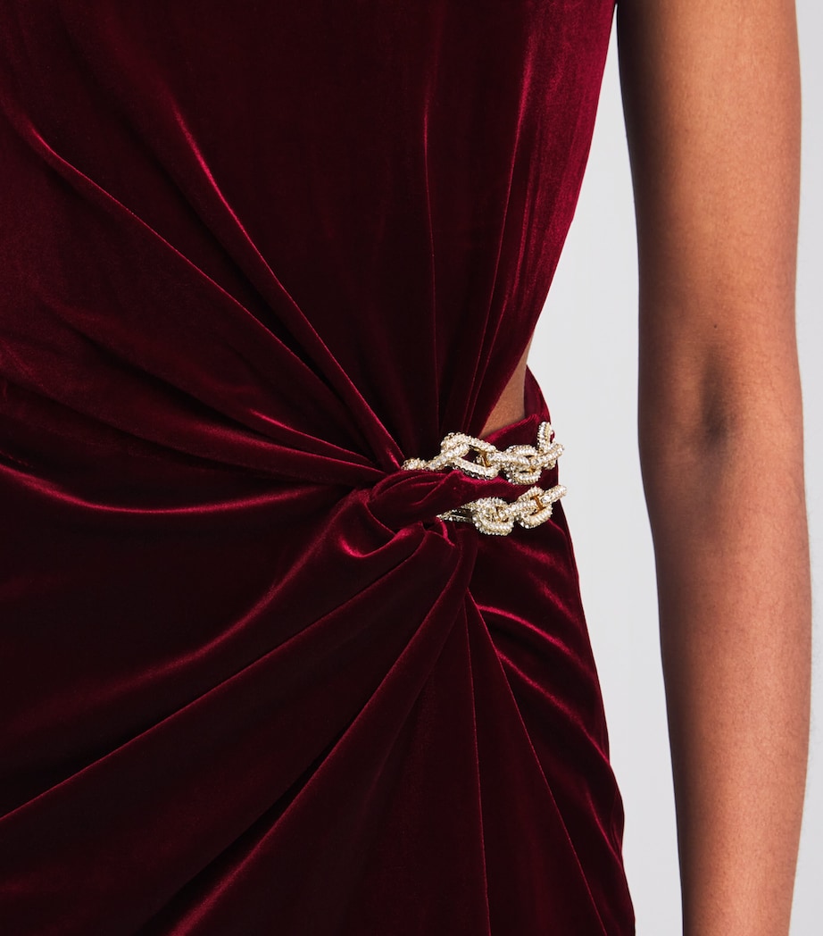 Self-Portrait Burgundy Velvet Strapless Maxi Dress