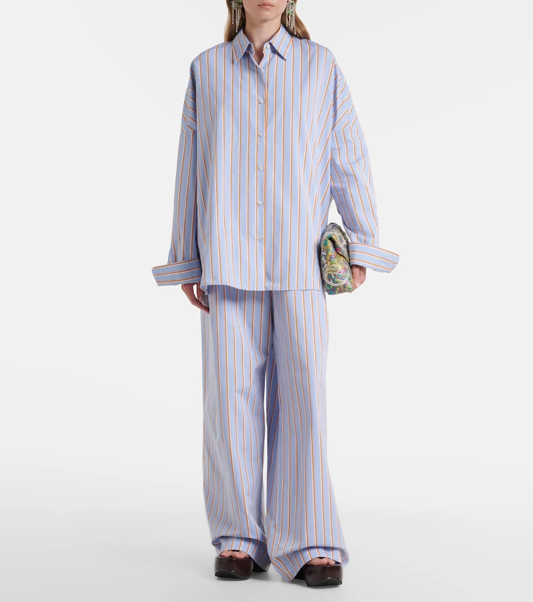Dries Van Noten - Striped cotton wide-leg pants