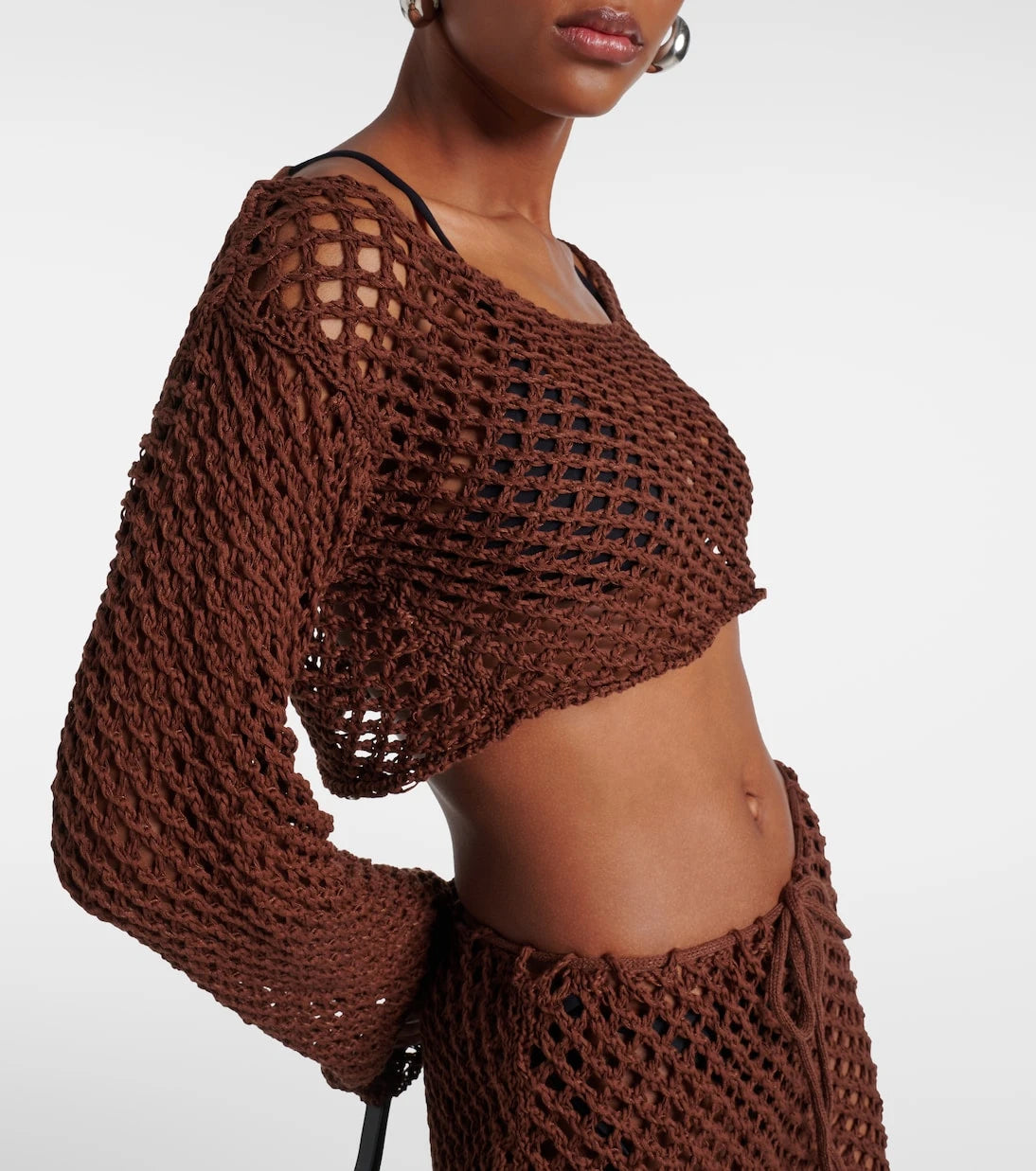 Bananhot - Magen knitted cotton-blend crop top