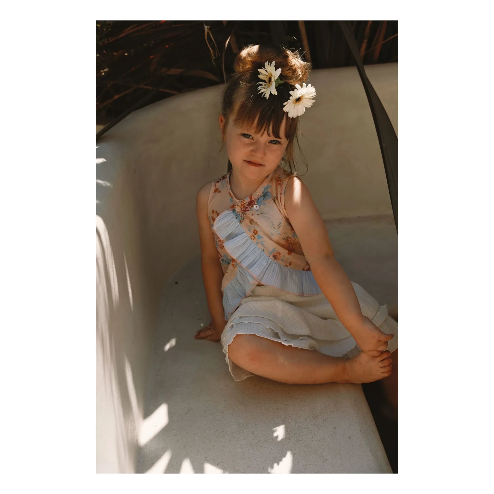 Lilinoa - Top Cache-Cœur Iris Fleuri Voile de Coton | Peach