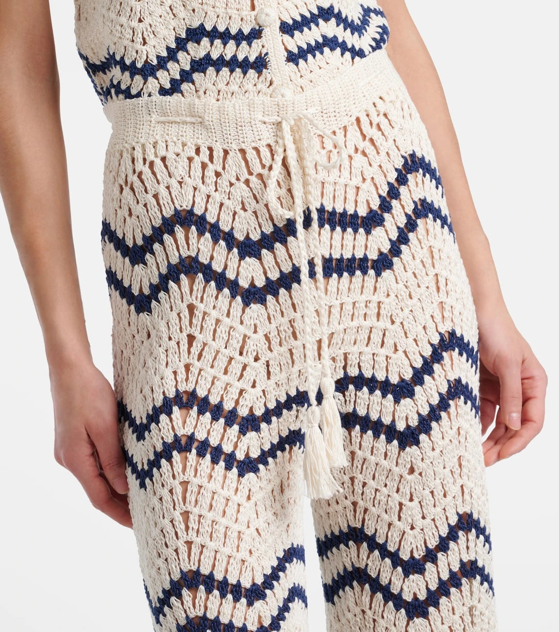 Anna Kosturova - Nautical crochet cotton wide-leg pants