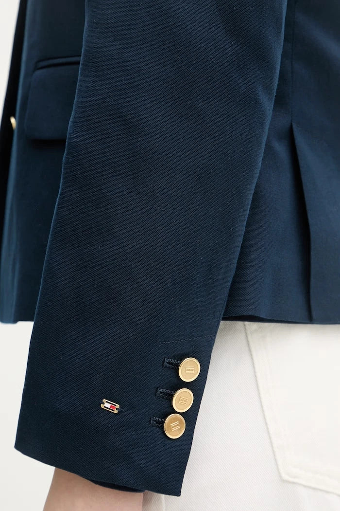 Tommy Hilfiger tek düğmeli kadın blazer ceket, keten karışımlı