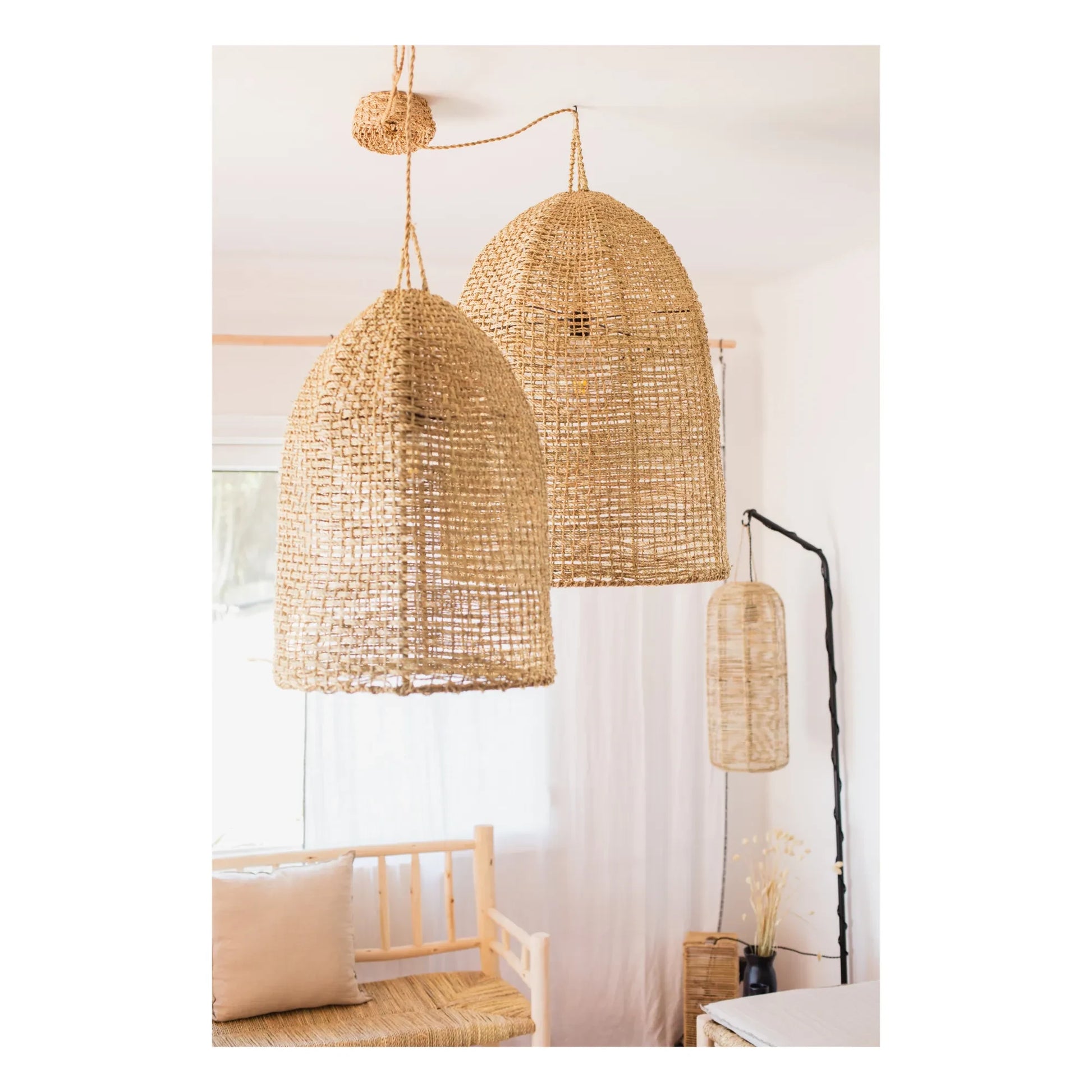 Cosydar - Light Fixture & Palm Leaf Ceiling Canopy