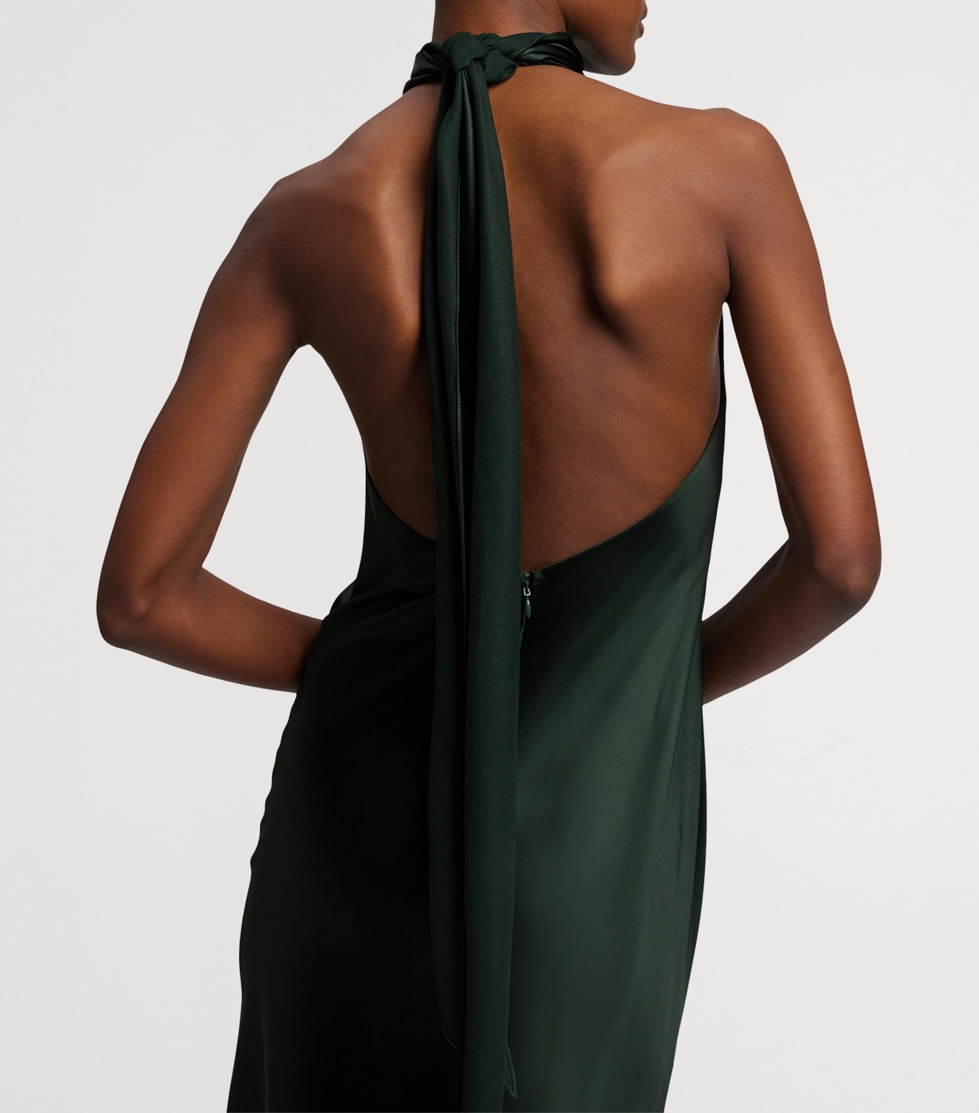 Green Satin Halterneck Dress