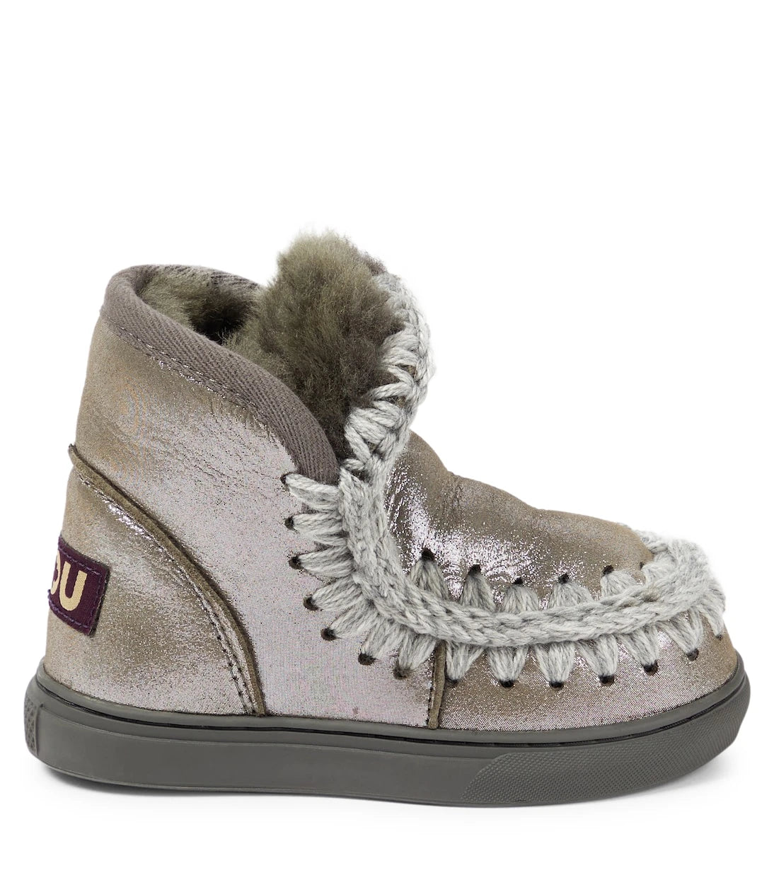 Mou Kids - Shearling-lined glitter leather ankle boots