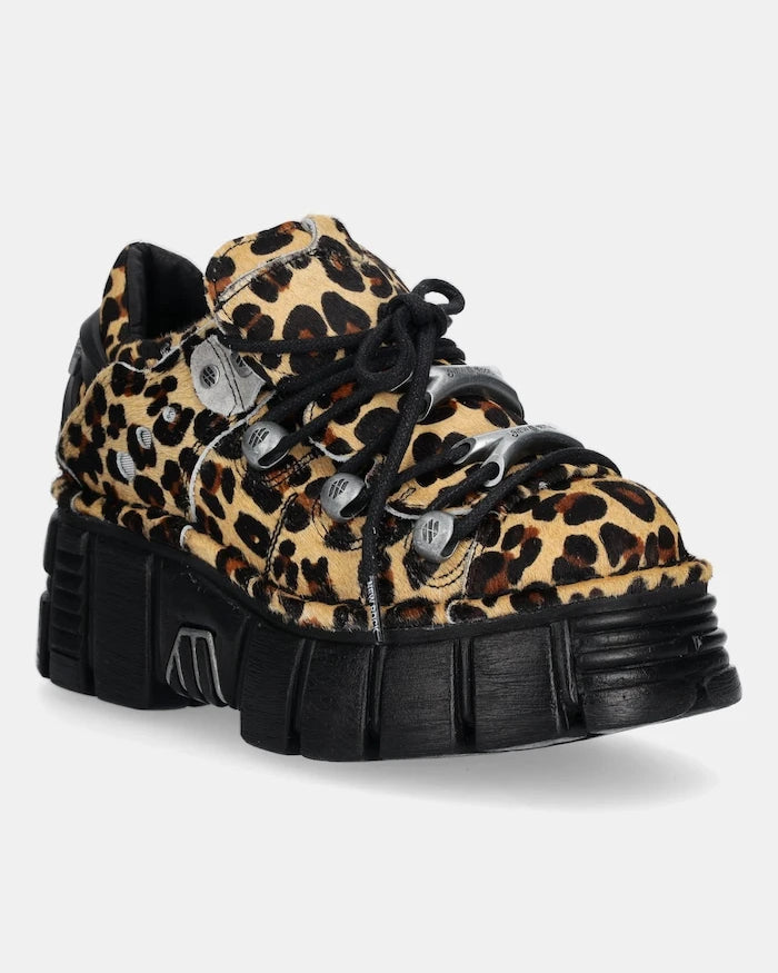 Велурени маратонки New Rock Pelo Leopardo Cuero M Tower Negro Lateral