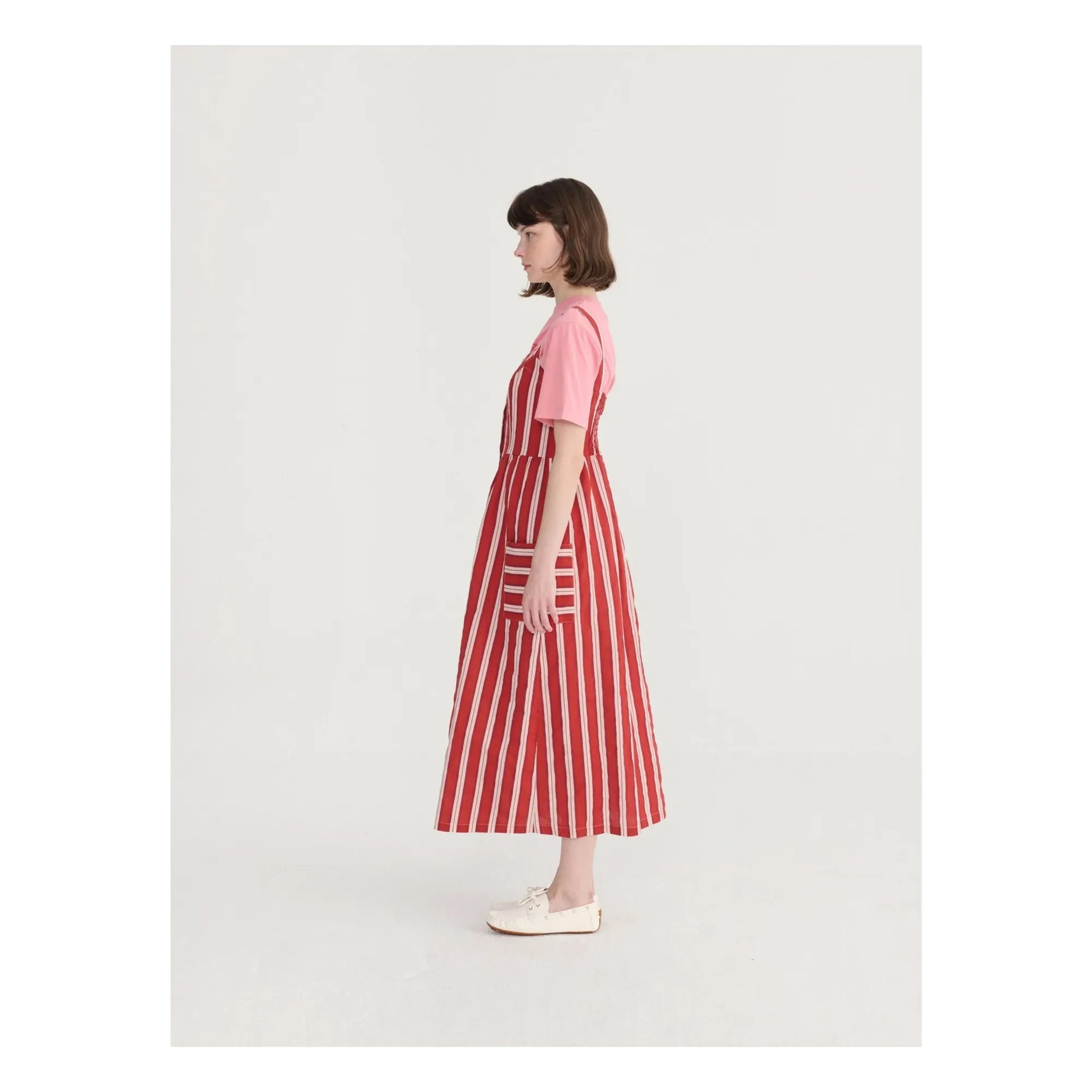 Bobo Choses - Striped Flared Dress Organic Cotton | Brick red