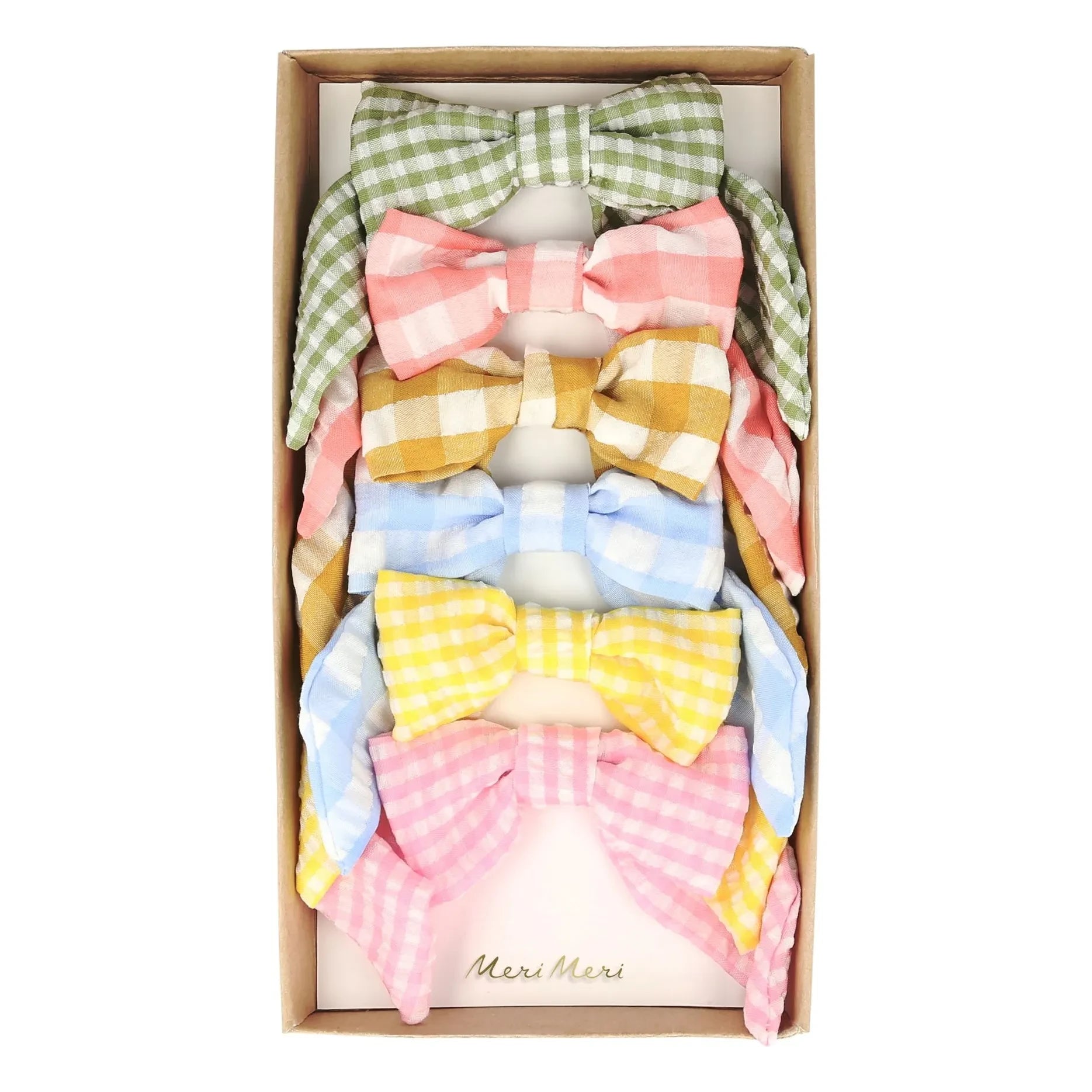 Meri Meri - Gingham hair bows - Set of 6