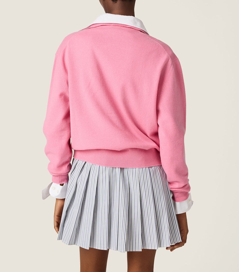 Pink Cashmere Zip-Up Polo Sweater