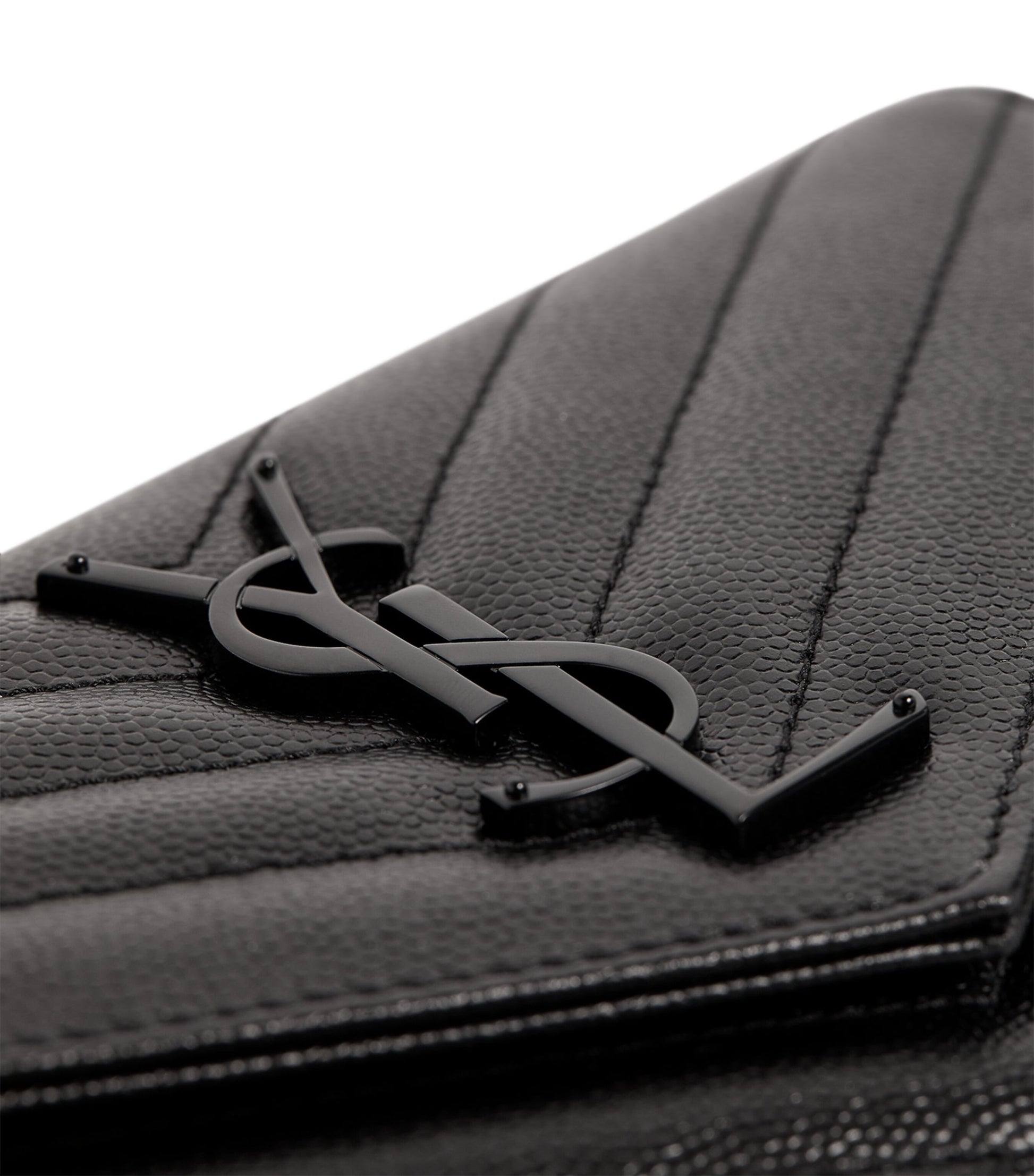 Black Monogram Saint Laurent Matelassé Large Flap Wallet