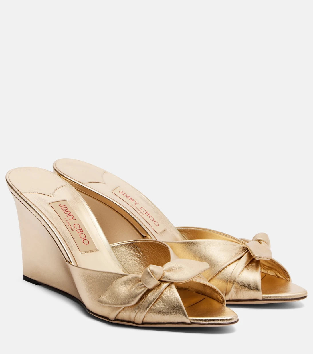 Jimmy Choo - Livi metallic leather wedge mules