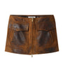Miu Miu Brown Waxed Suede Mini Skirt