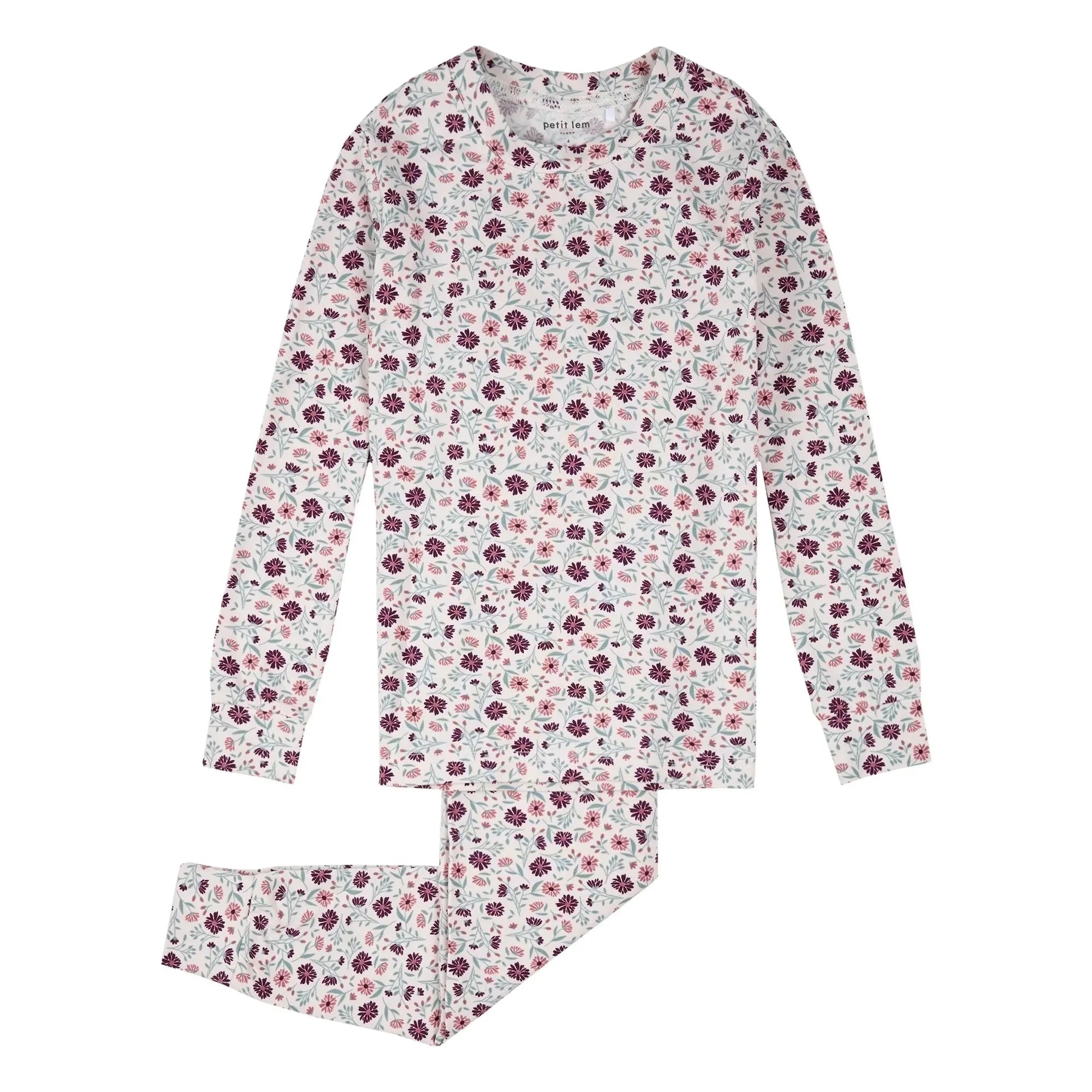Petit Lem - Modal and organic cotton floral pyjamas | Beige
