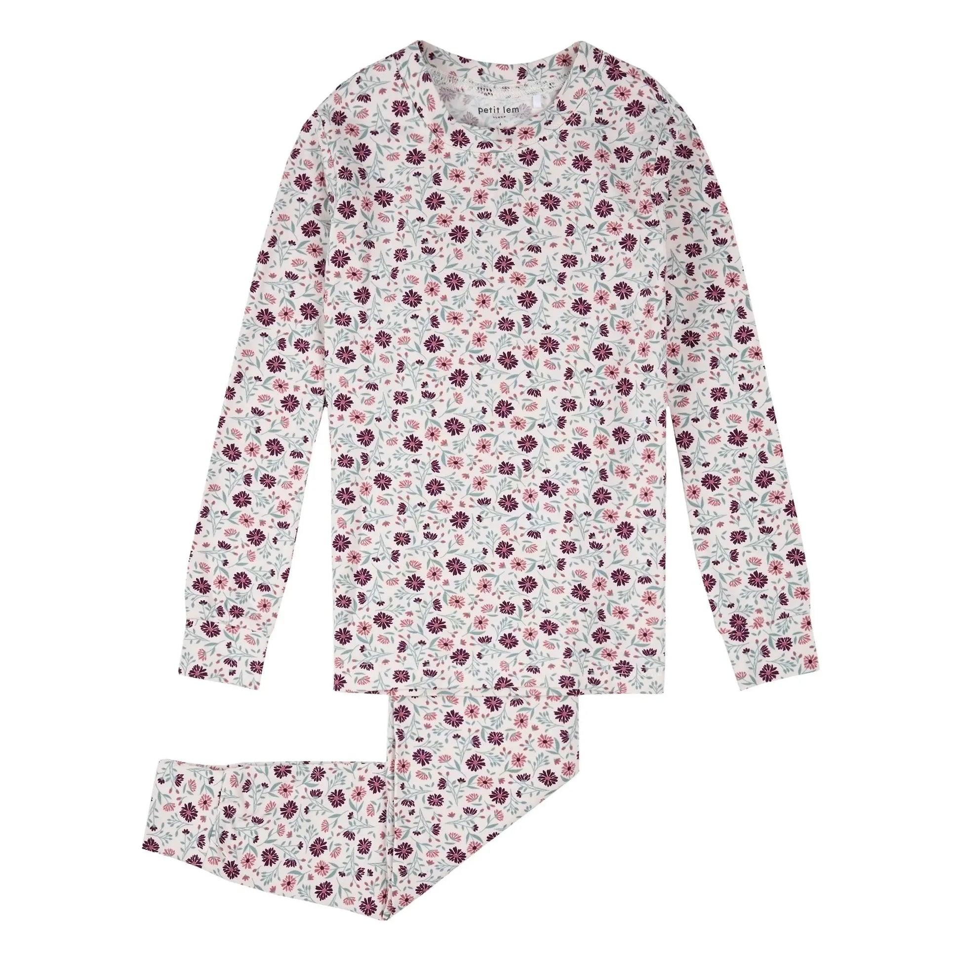 Petit Lem - Modal and organic cotton floral pyjamas | Beige
