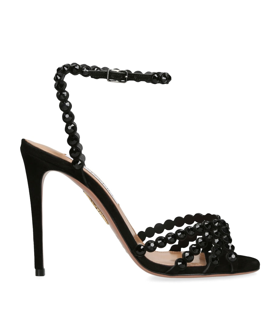 Aquazzura Black Embellished Tequila Heeled Sandals 105