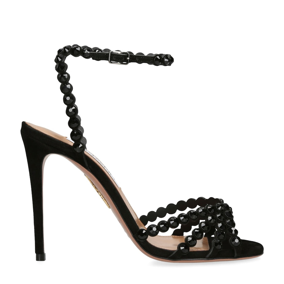 Aquazzura Black Embellished Tequila Heeled Sandals 105