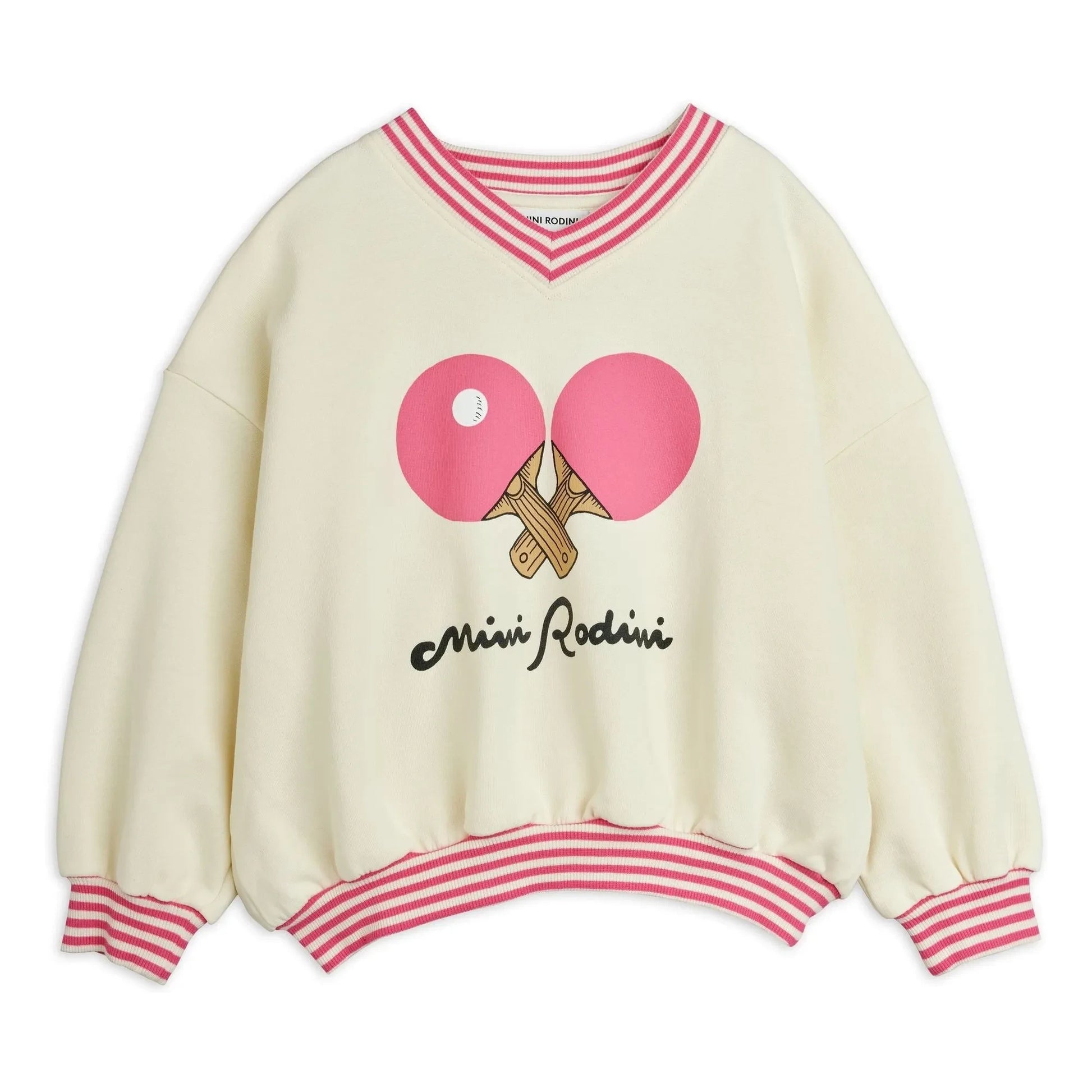 Mini Rodini - Striped sweatshirt Ping Pong Organic cotton | White