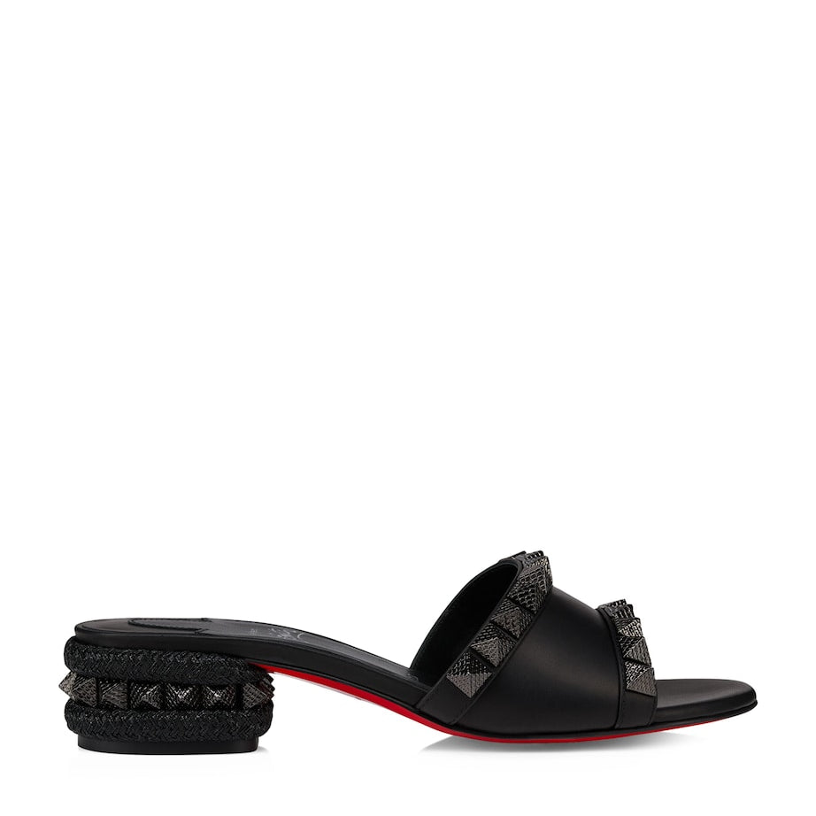 Christian Louboutin Black Pyraclou Embellished Heeled Mules 30