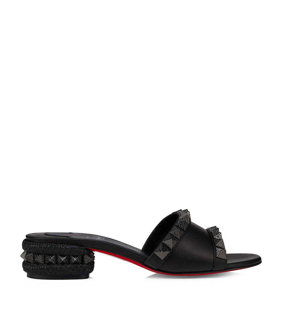 Christian Louboutin Black Pyraclou Embellished Heeled Mules 30