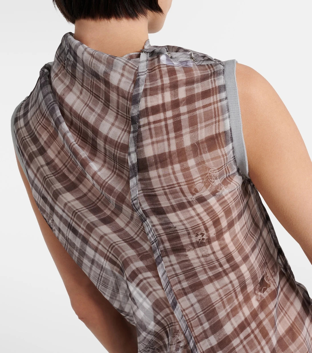 Acne Studios - Dsaam checked draped silk midi dress