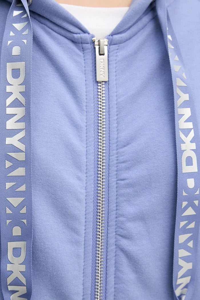 DKNY kadın pamuklu kapüşonlu fermuarlı sweatshirt