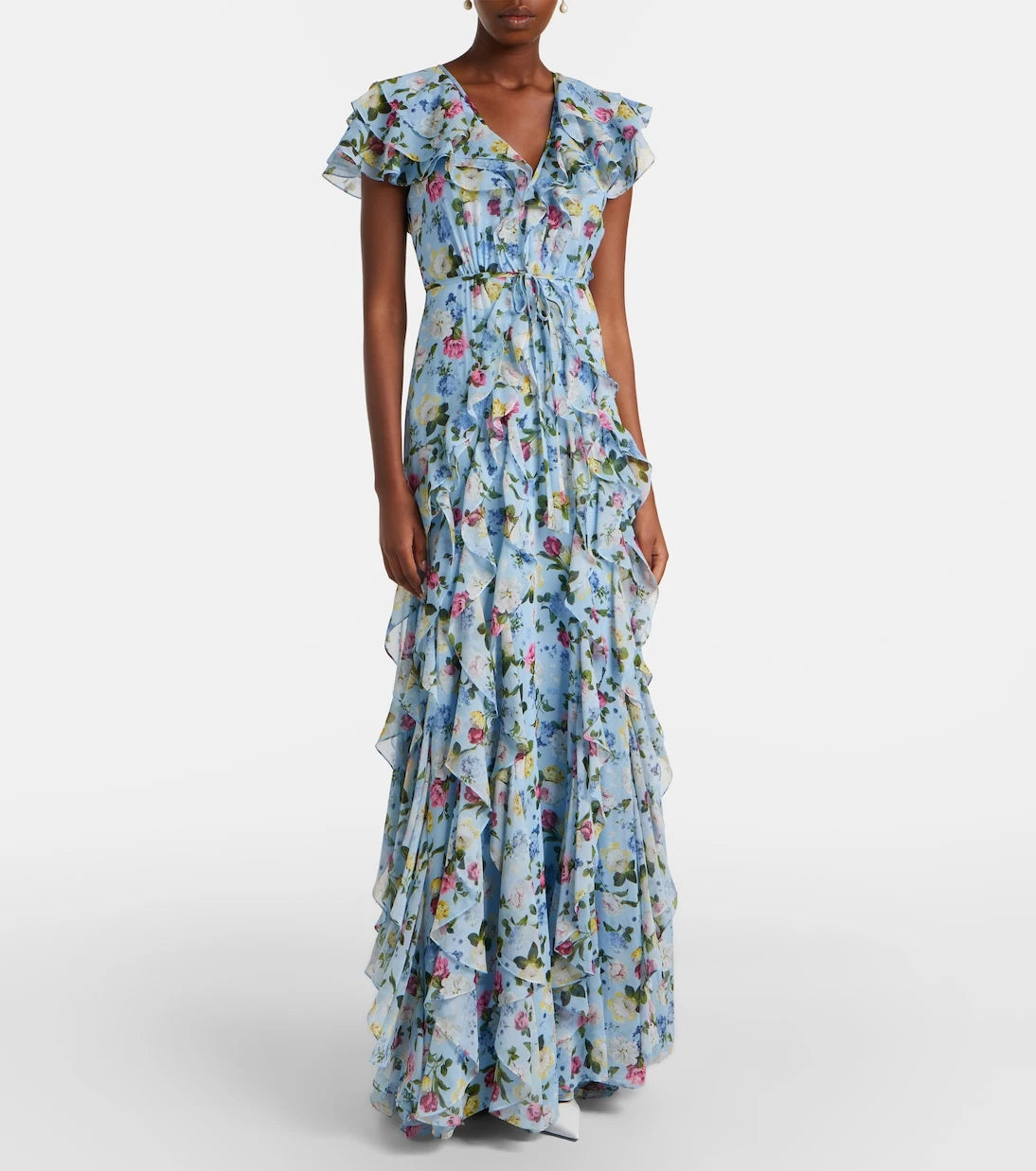 Carolina Herrera - Floral ruffled silk gown