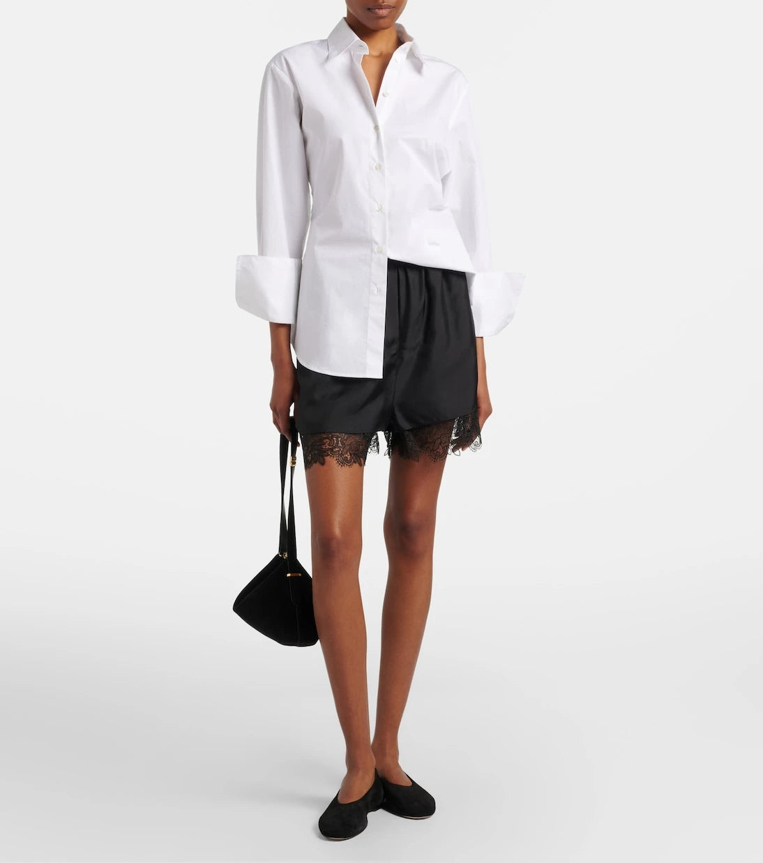 Róhe - Lace-trimmed silk shorts