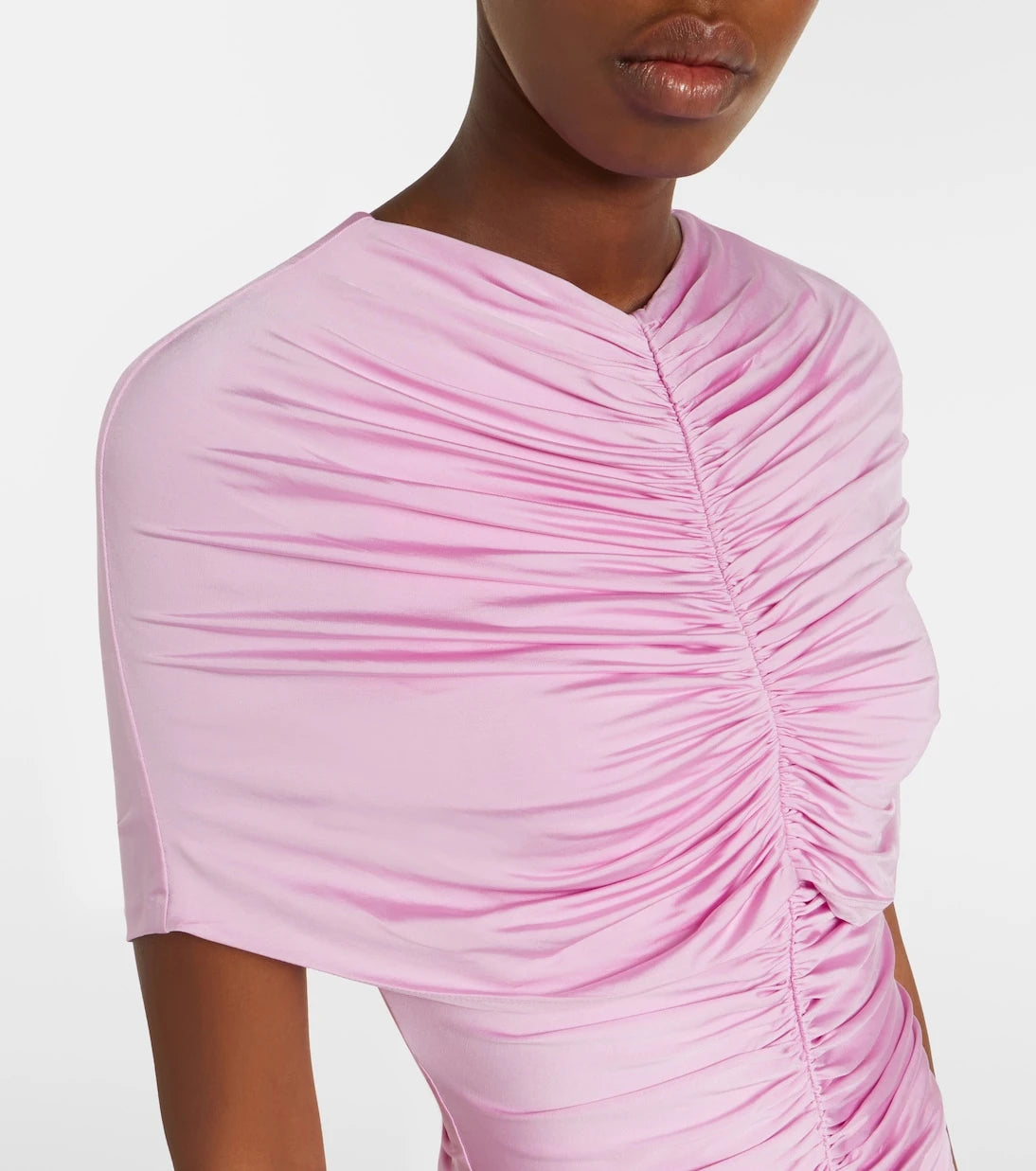 Self-Portrait - Caped ruched jersey maxi dress
