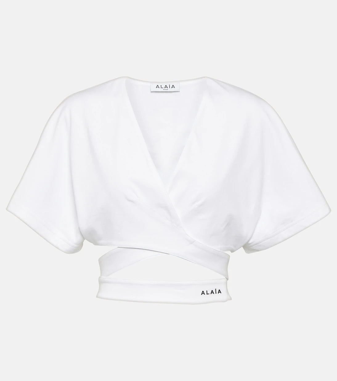 Alaïa - توب قصير من القطن الجيرسيه عليه الشعار