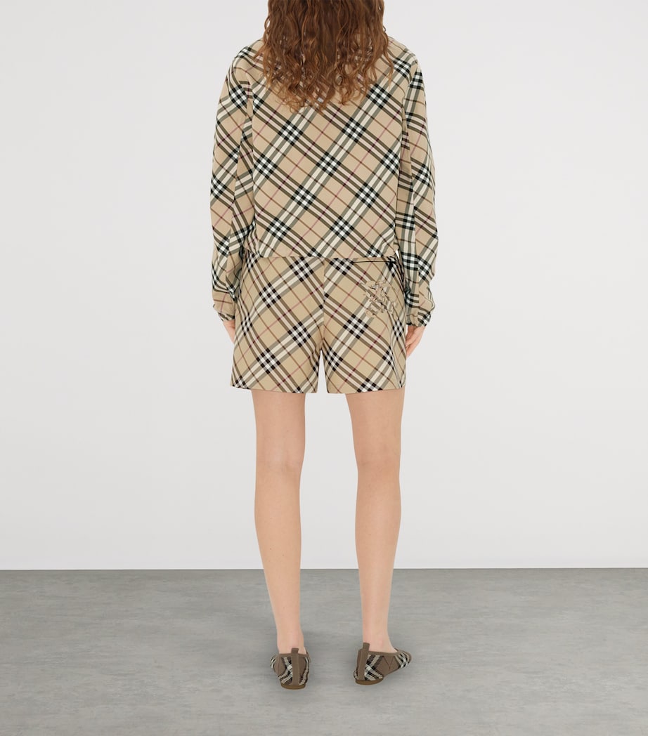 Burberry Beige Technical Check Mid-Rise Shorts