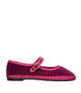 Flabelus Pink Velvet Nomi Mary Jane Flats