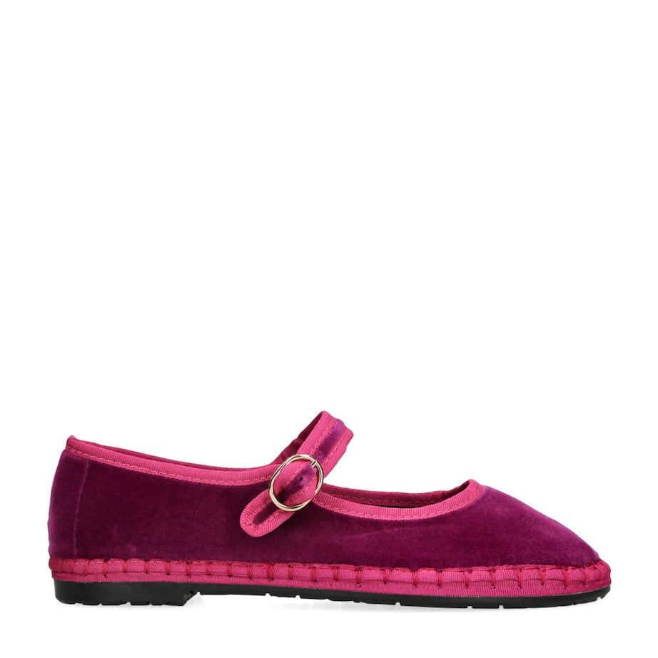Flabelus Pink Velvet Nomi Mary Jane Flats