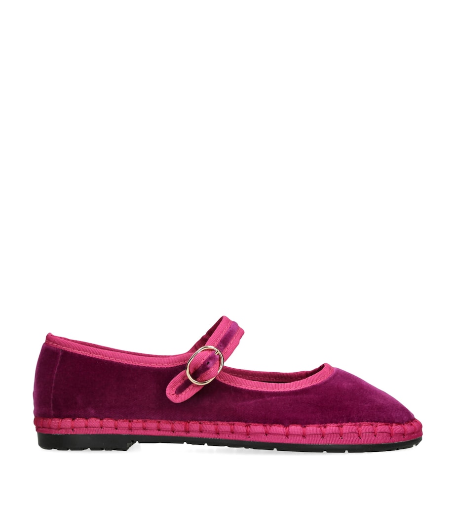 Flabelus Pink Velvet Nomi Mary Jane Flats