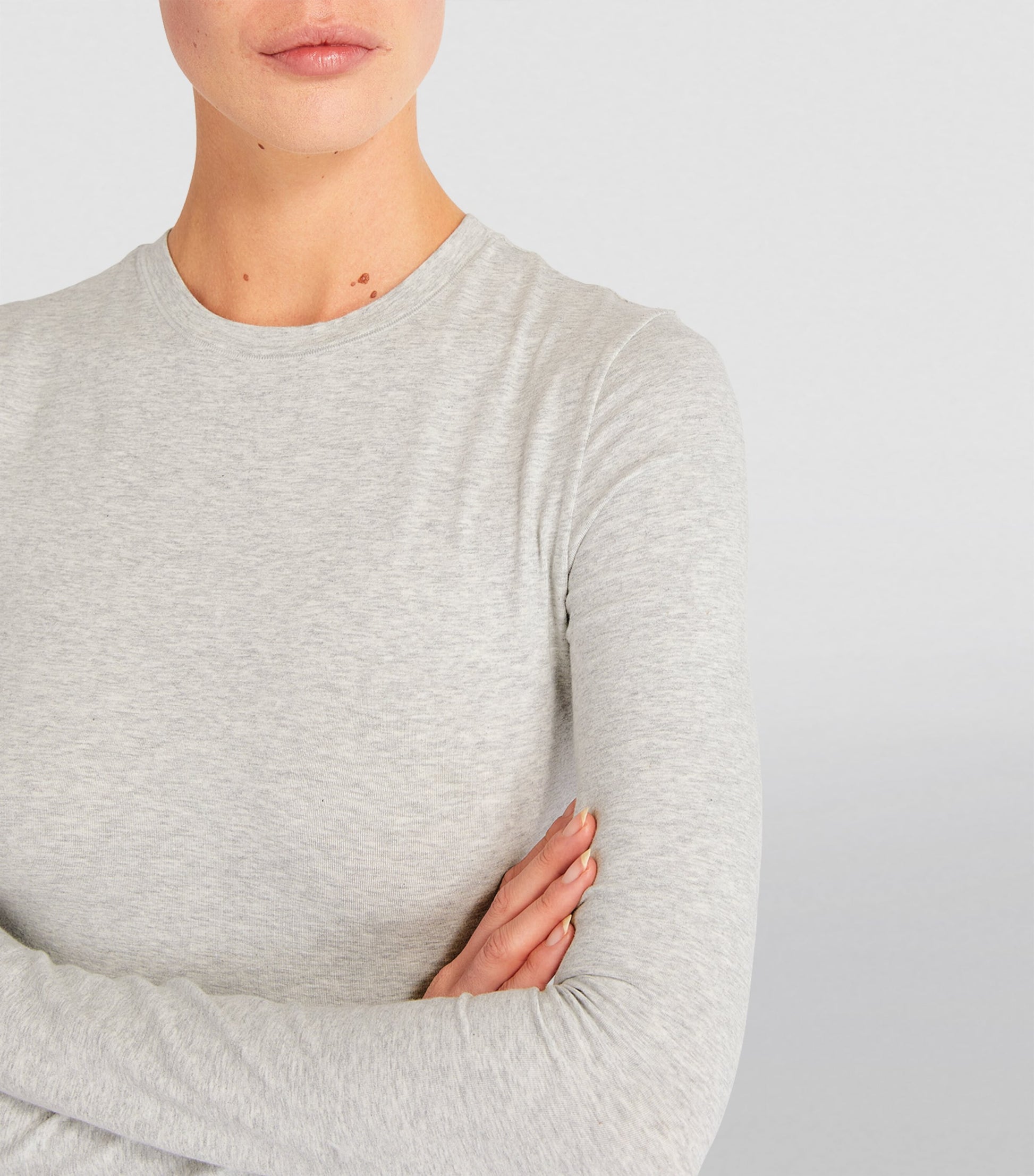 Skims Grey Cotton Jersey Long-Sleeve T-Shirt