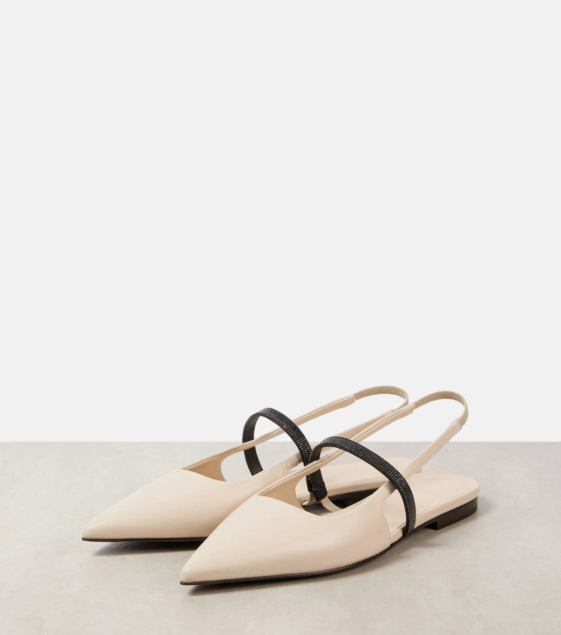 Brunello Cucinelli - Pointy leather slingback pumps