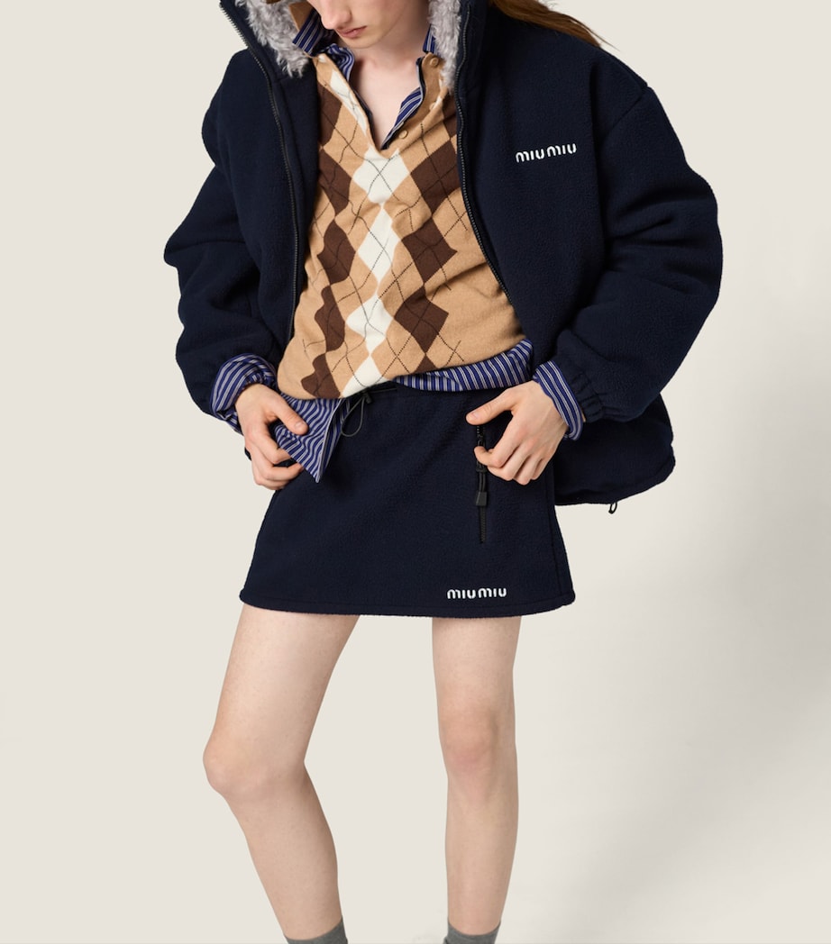 Blue Fleece Cropped Jacket