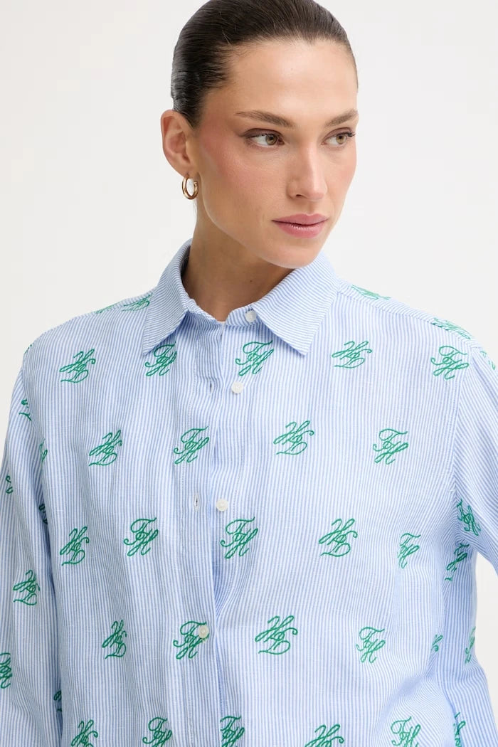 Tommy Hilfiger риза дамска с лен SUMMER