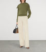 Green Wool-Cashmere-Blend Epaulette Sweater