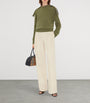 Burberry Green Wool-Cashmere-Blend Epaulette Sweater