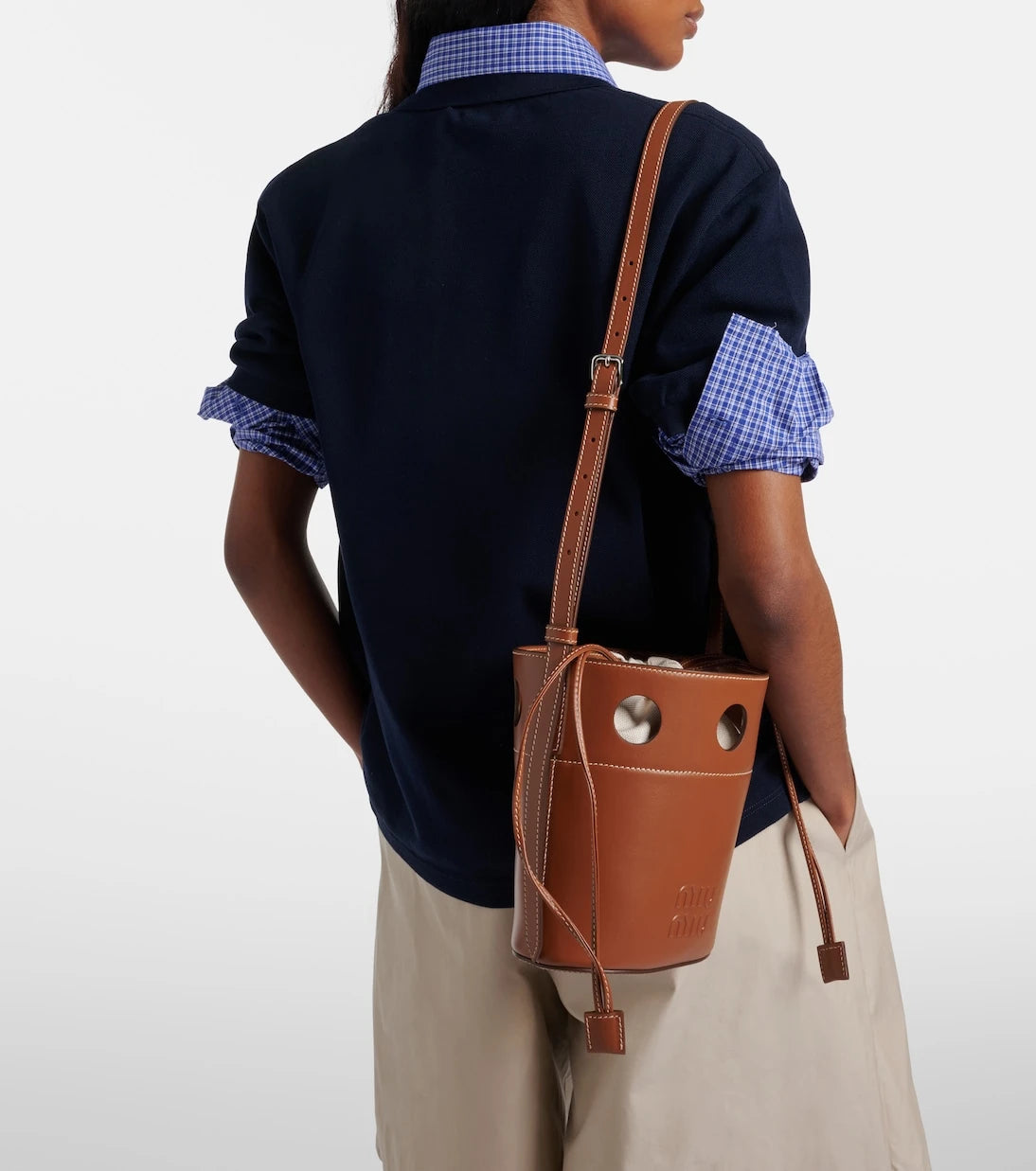 Miu Miu - Perforated leather bucket bag