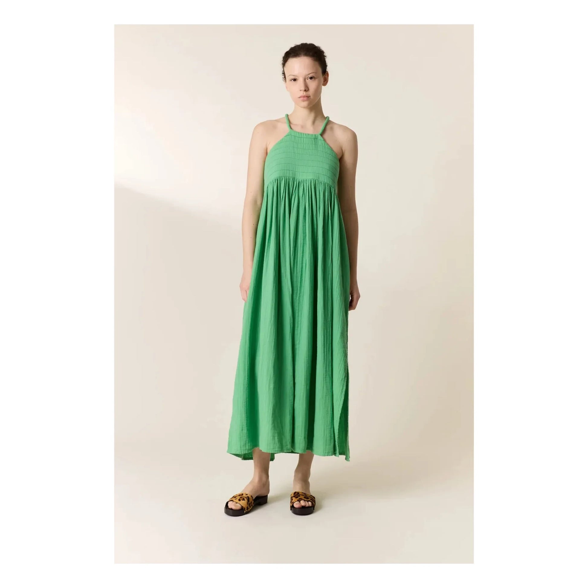 Leon & Harper - Romee organic cotton dress | Green water