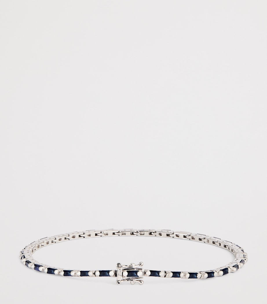 White Gold and Sapphire Bold Linear Tennis Bracelet