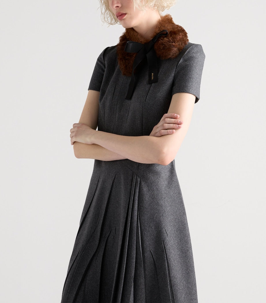 Prada Grey Wool Flannel Midi Dress